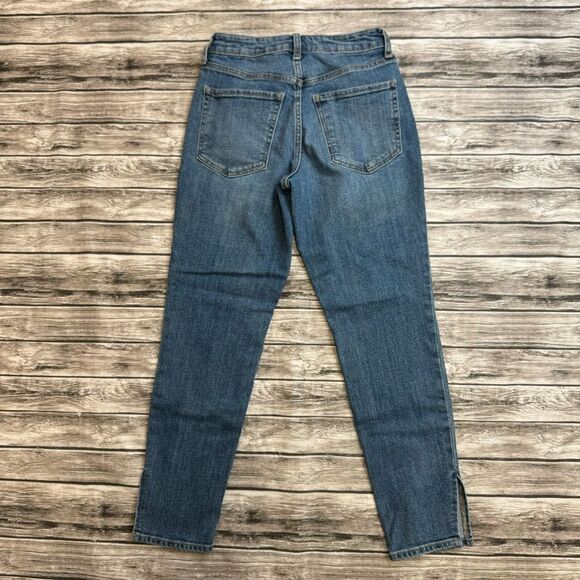 Old Navy Women's High-Rise O.G. Straight Leg Jeans Ankle Slit Blue Denim 2 Zip - Picture 3 of 12